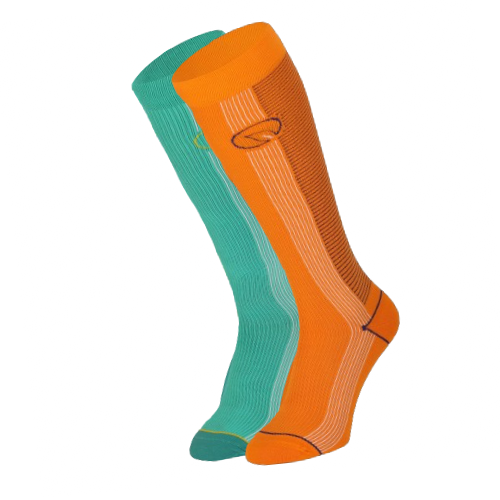 2pr Compressie Bamboe sokken oranje groen Bambocks voor Dames en Heren