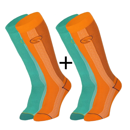 4pr Compressie Bamboe sokken oranje groen Bambocks voor Dames en Heren
